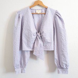 Anthropologie Maeve Lilac Gingham Crop Top